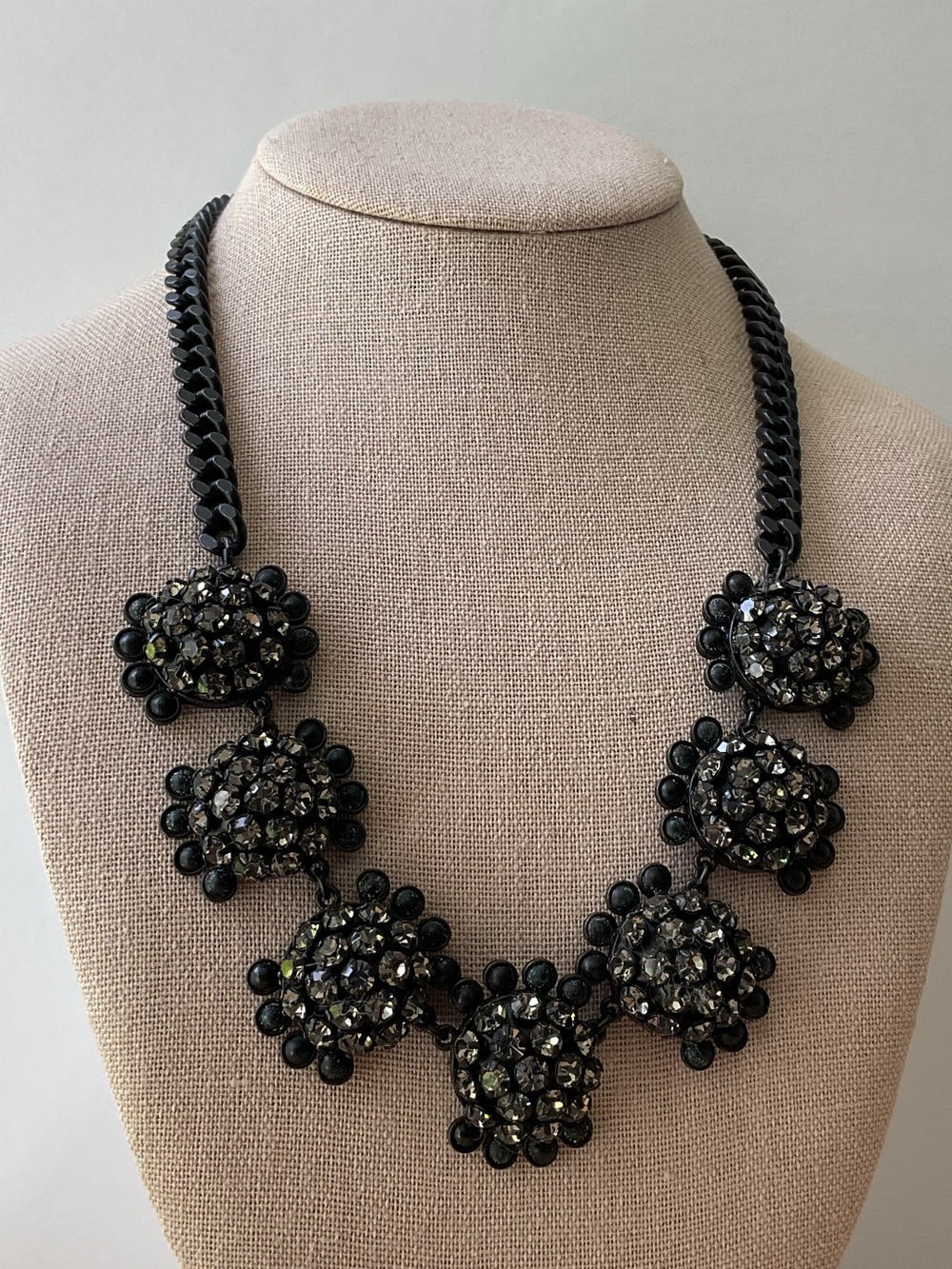 J. Crew Gray Crystal Clusters Necklace in Matte Black